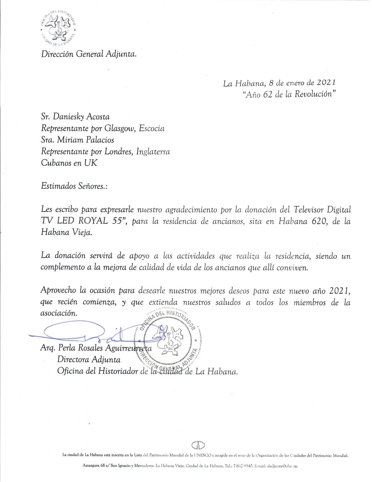 carta de agradecimiento